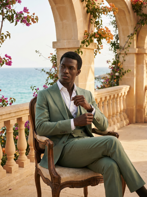 Sage Green Silk Blend 3-Piece Suit — Custom Made to Measure — 3