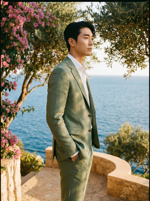 Sage Green Silk Blend Suit — Custom Made to Measure — 2