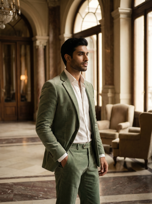 Sage Green Velvet Groomsmen Suit — Custom Made to Measure — 2