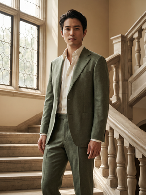Sage Green Wool Groomsmen Suit — Custom Made to Measure — 1