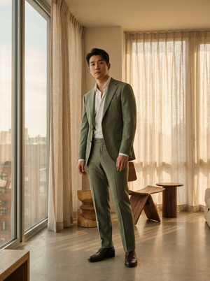 Sage Green Wool Suit — Custom Made to Measure — 1