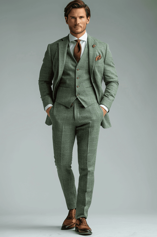 Sage Green Cotton Graduation Suit — Custom Made to Measure