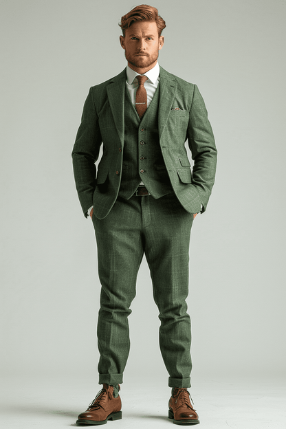 Sage Green Cotton Graduation Suit — Custom Made to Measure