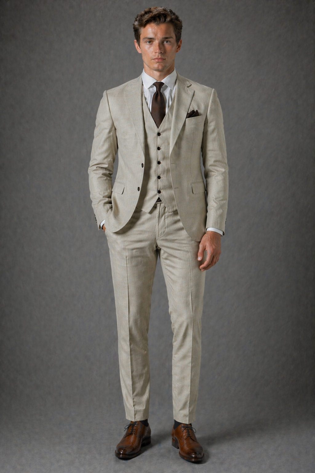 Sage Beige Linen Father of the Bride Suit — Custom Made