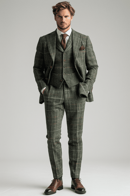 Sage Green Flannel Suit — Custom Made to Measure