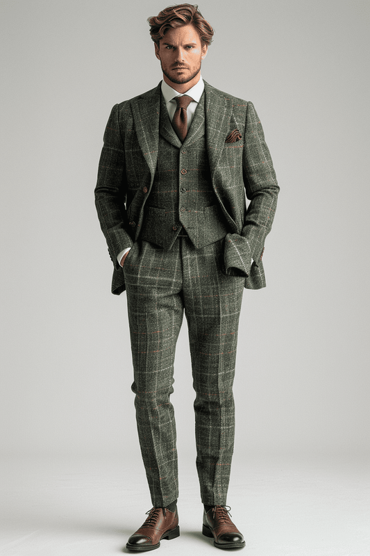 Sage Green Flannel Suit — Custom Made to Measure
