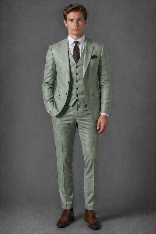 Sage Green Linen Father of the Bride Suit — Custom Made