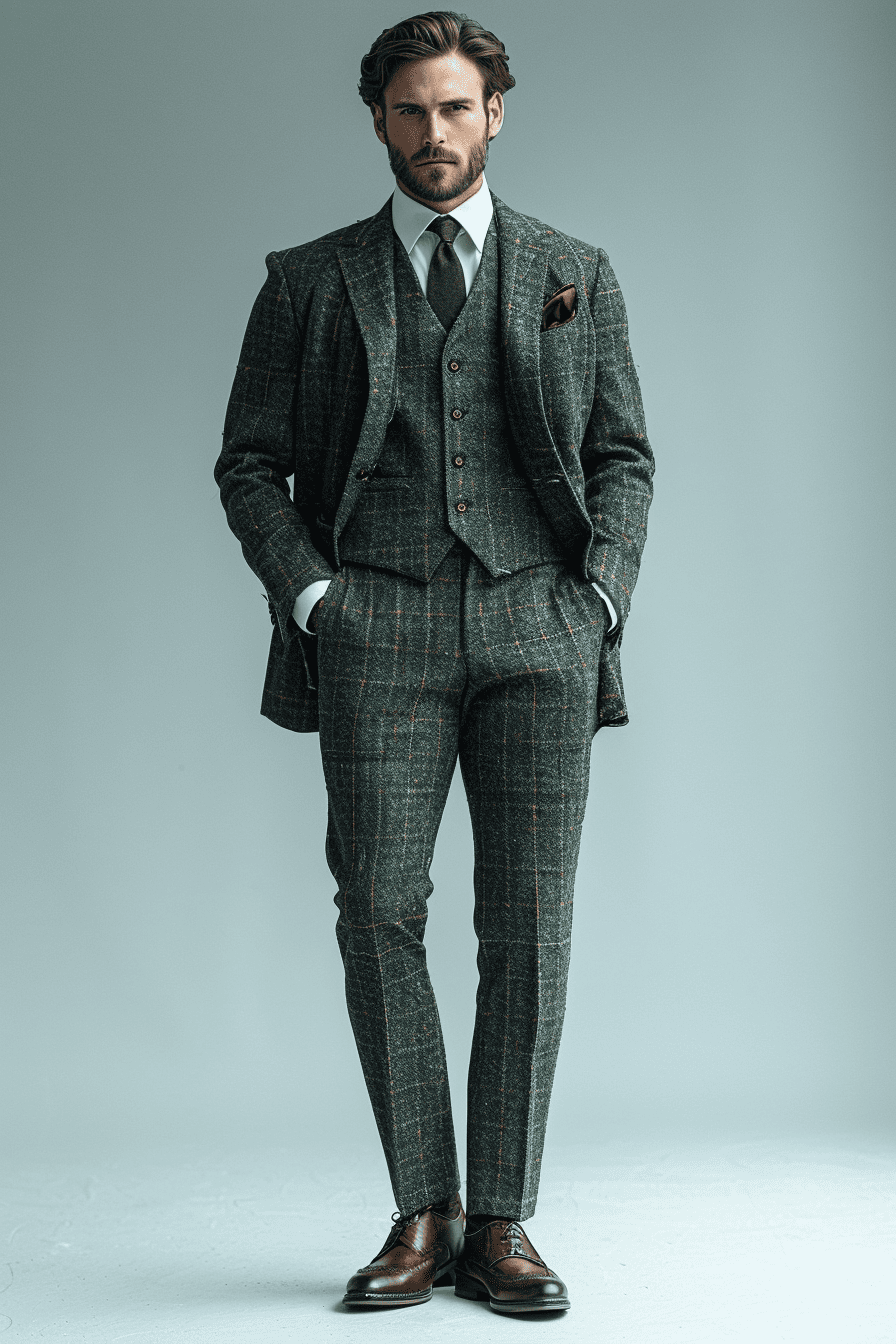 Sage Green Tweed Suit — Custom Made to Measure