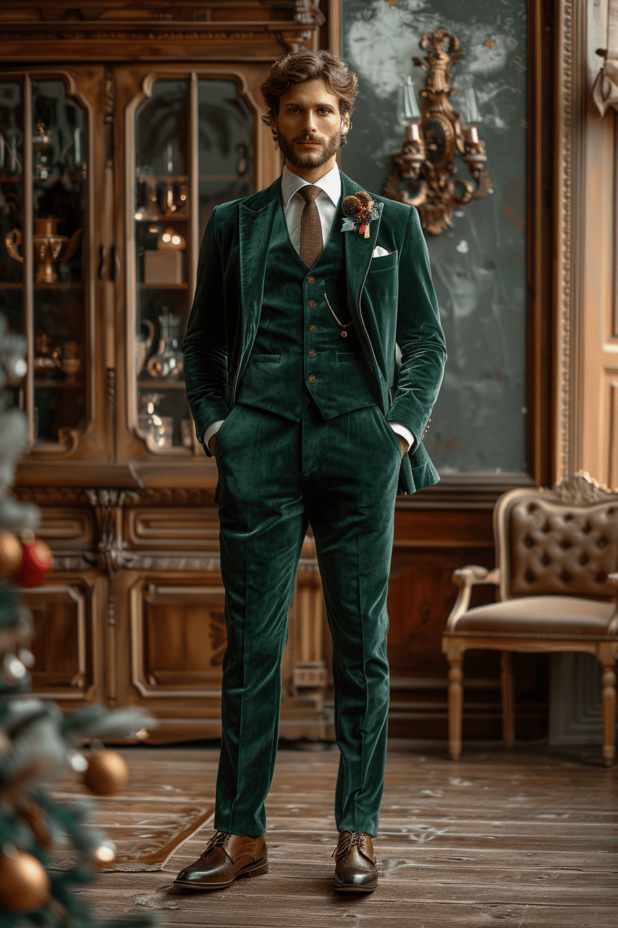 Sage Green Velvet Graduation Suit — Custom Made to Measure