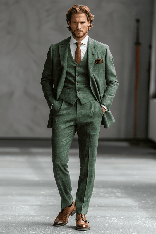 Sage Green Wool Graduation Suit — Custom Made to Measure