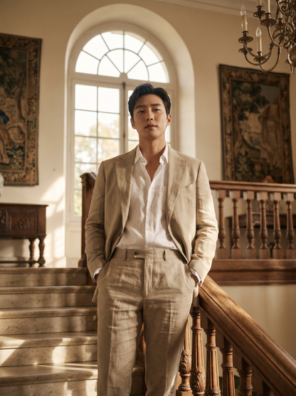Sand Linen Suit — Custom Made to Measure - front view