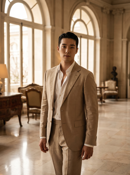 Sand Silk Blend Suit — Custom Made to Measure - front view