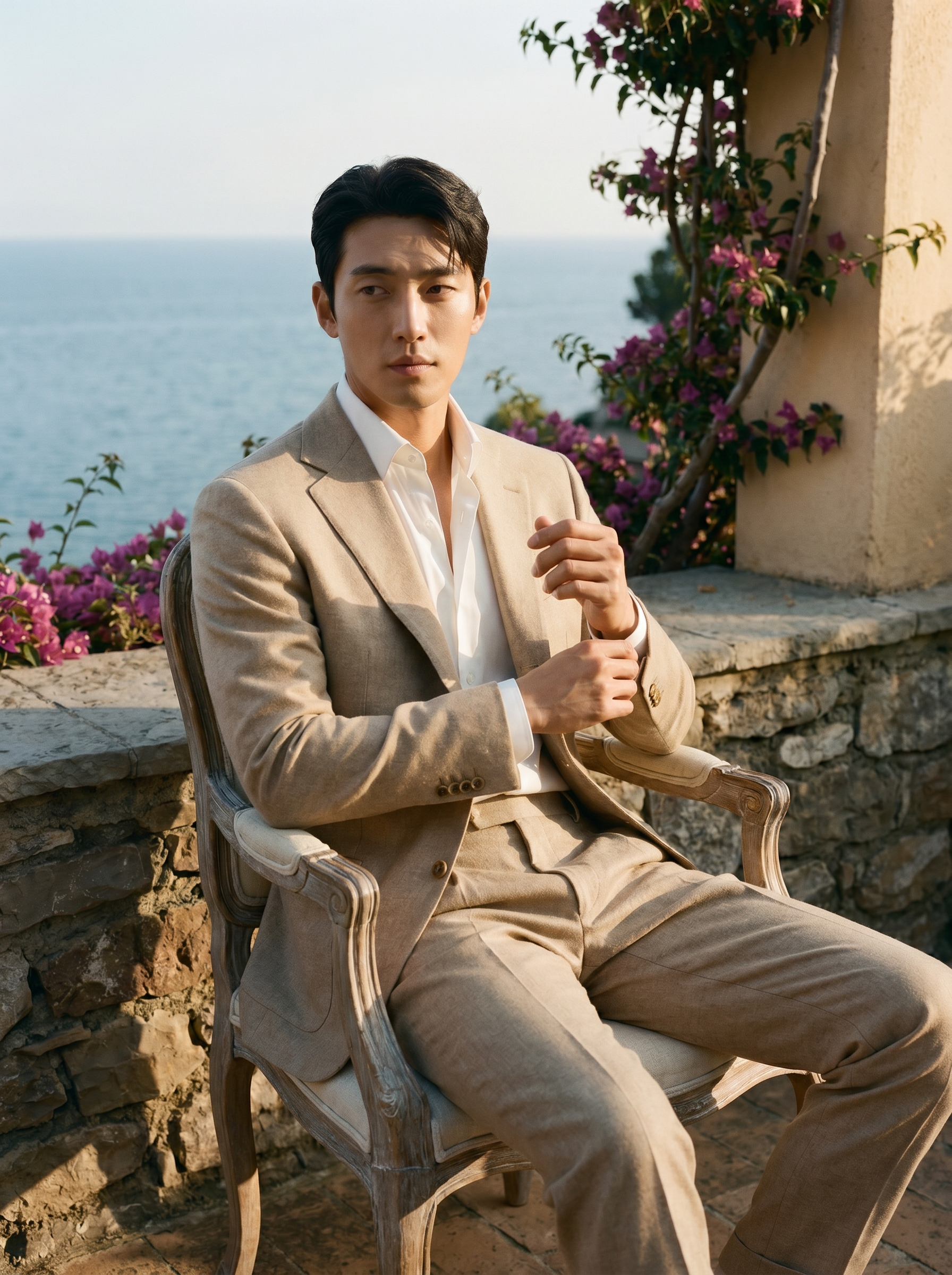 Sand Wool Suit — Custom Made to Measure - seated view