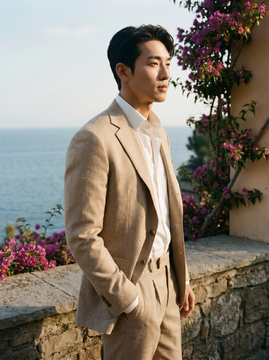 Sand Wool Suit — Custom Made to Measure - side view