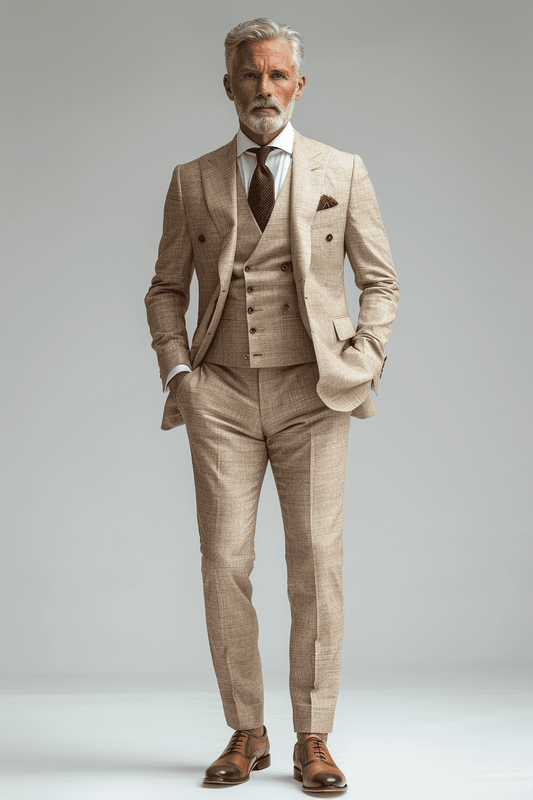 Sand Silk Blend Father of the Bride Suit — Custom Made