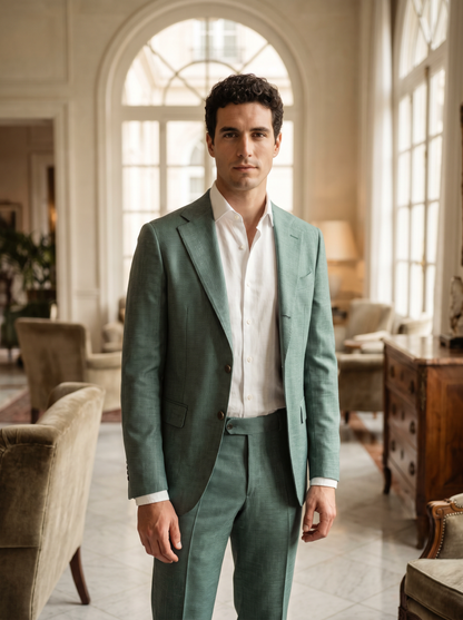 Seafoam Wool Suit — Custom Made to Measure - front view