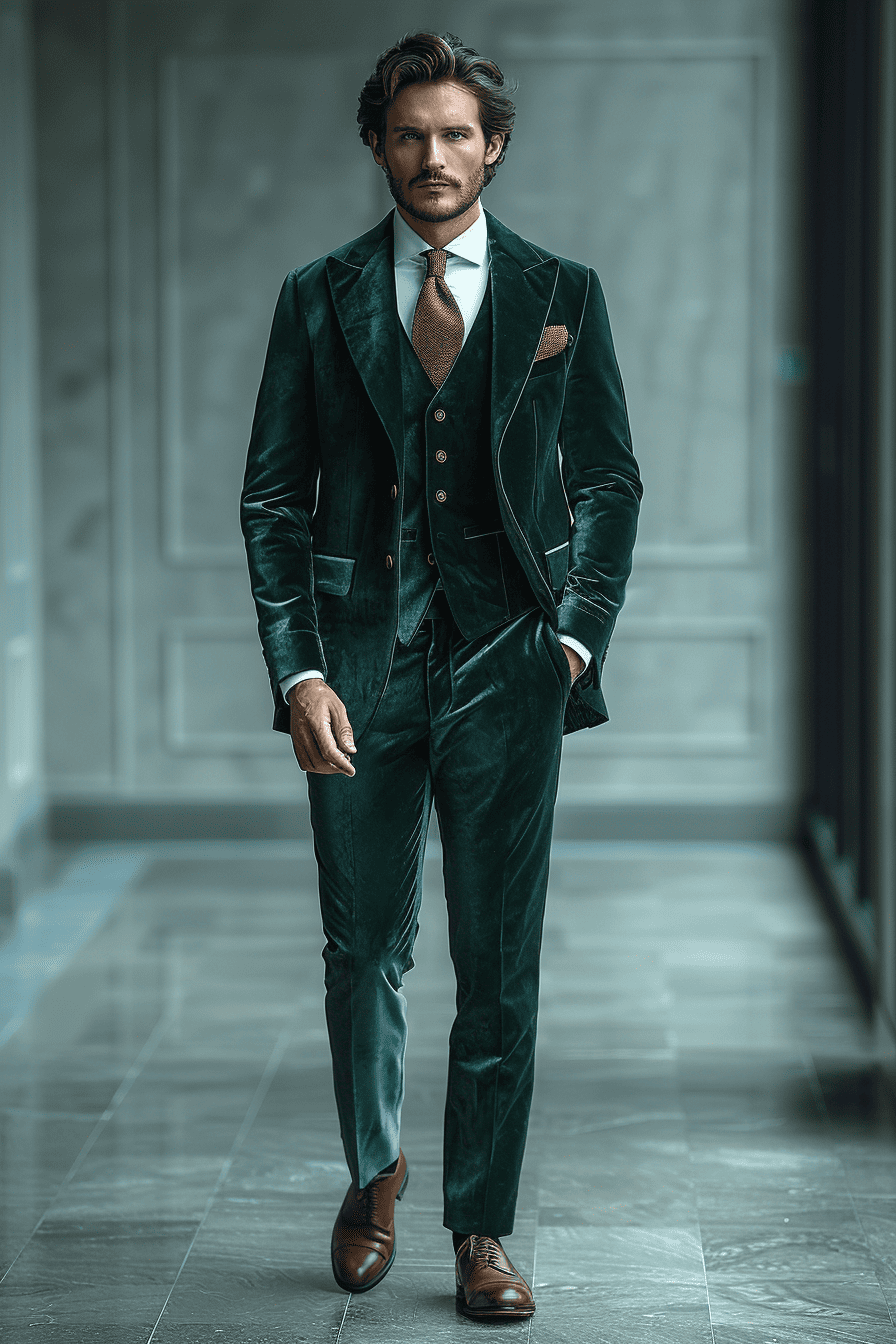 Seafoam Velvet Graduation Suit — Custom Made to Measure
