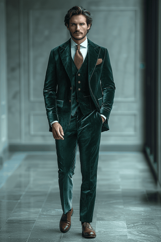Seafoam Velvet Graduation Suit — Custom Made to Measure
