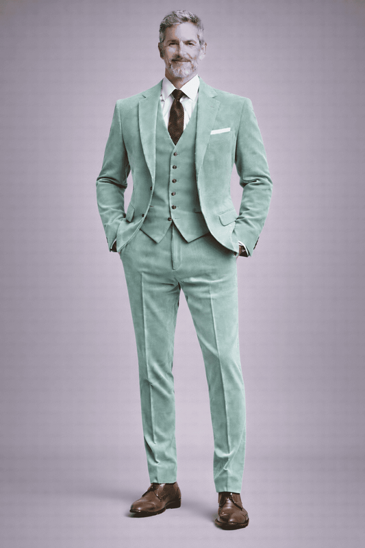 Seafoam Velvet Slim Fit Suit — Custom Made to Measure