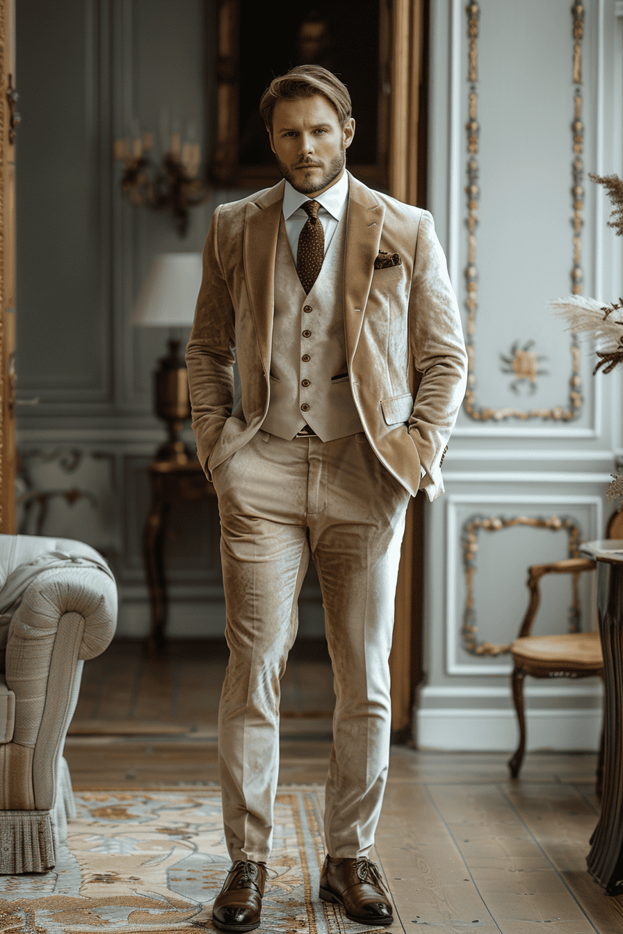 Silver Velvet Cocktail Party Suit — Custom Made to Measure