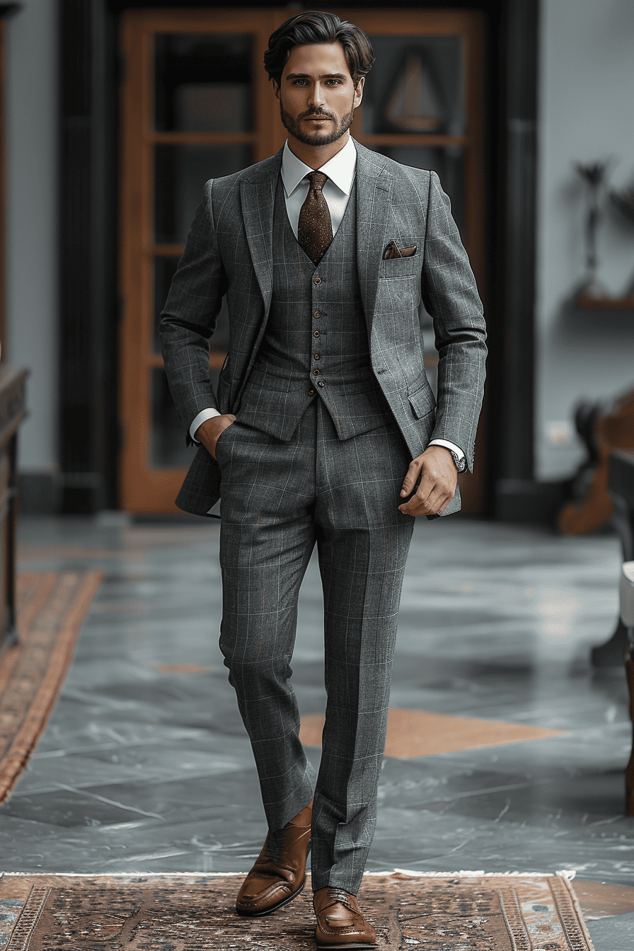 Silver Wool Cocktail Party Suit — Custom Made to Measure