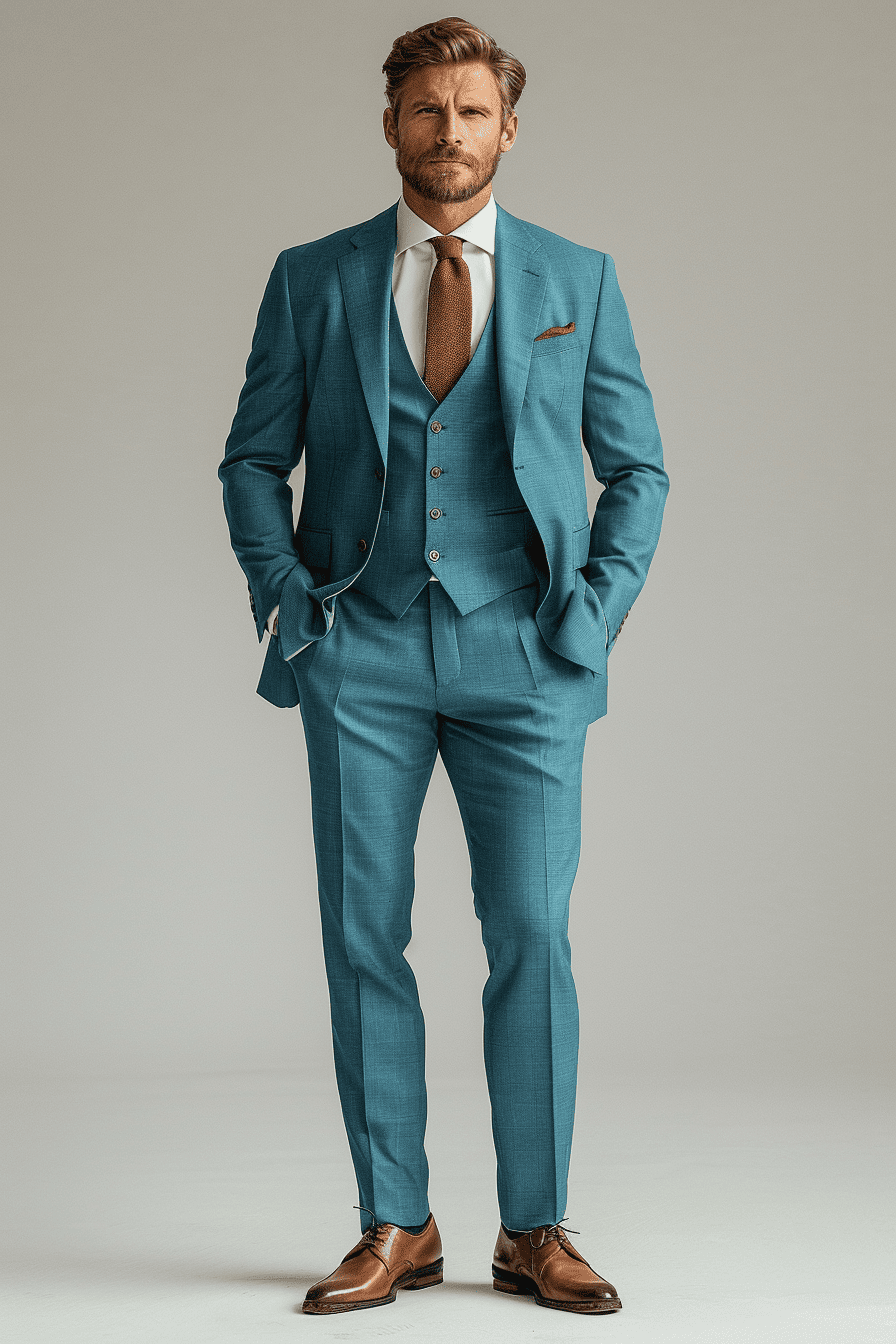 Sky Blue Cotton Father of the Bride Suit — Custom Made