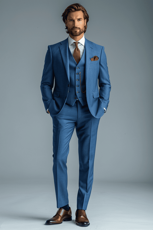 Sky Blue Cotton Graduation Suit — Custom Made to Measure