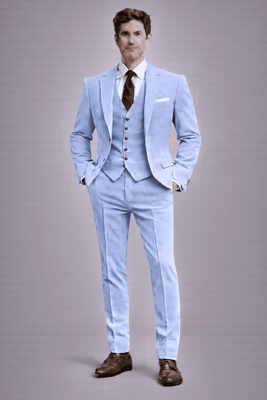 Sky Blue Linen Father of the Bride Suit — Custom Made
