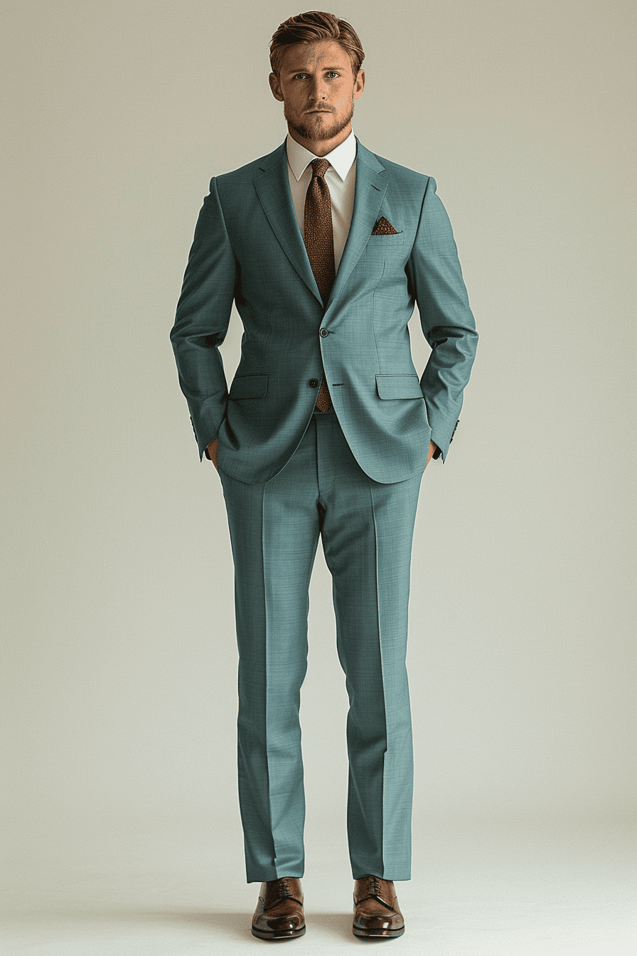 Sky Blue Silk Blend Father of the Bride Suit — Custom Made
