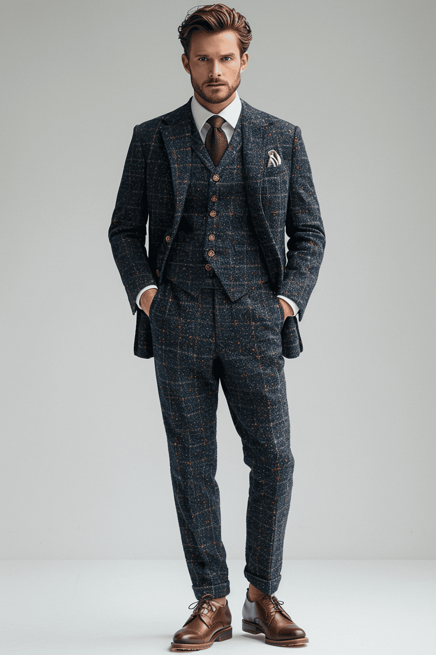 Sky Blue Tweed Suit — Custom Made to Measure