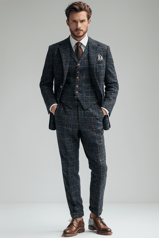 Sky Blue Tweed Suit — Custom Made to Measure