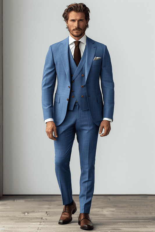 Sky Blue Wool Graduation Suit — Custom Made to Measure