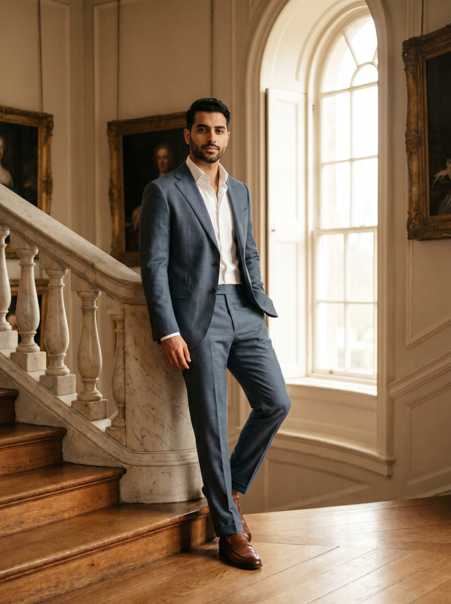 Slate Blue Wool Suit — Custom Made to Measure - front view