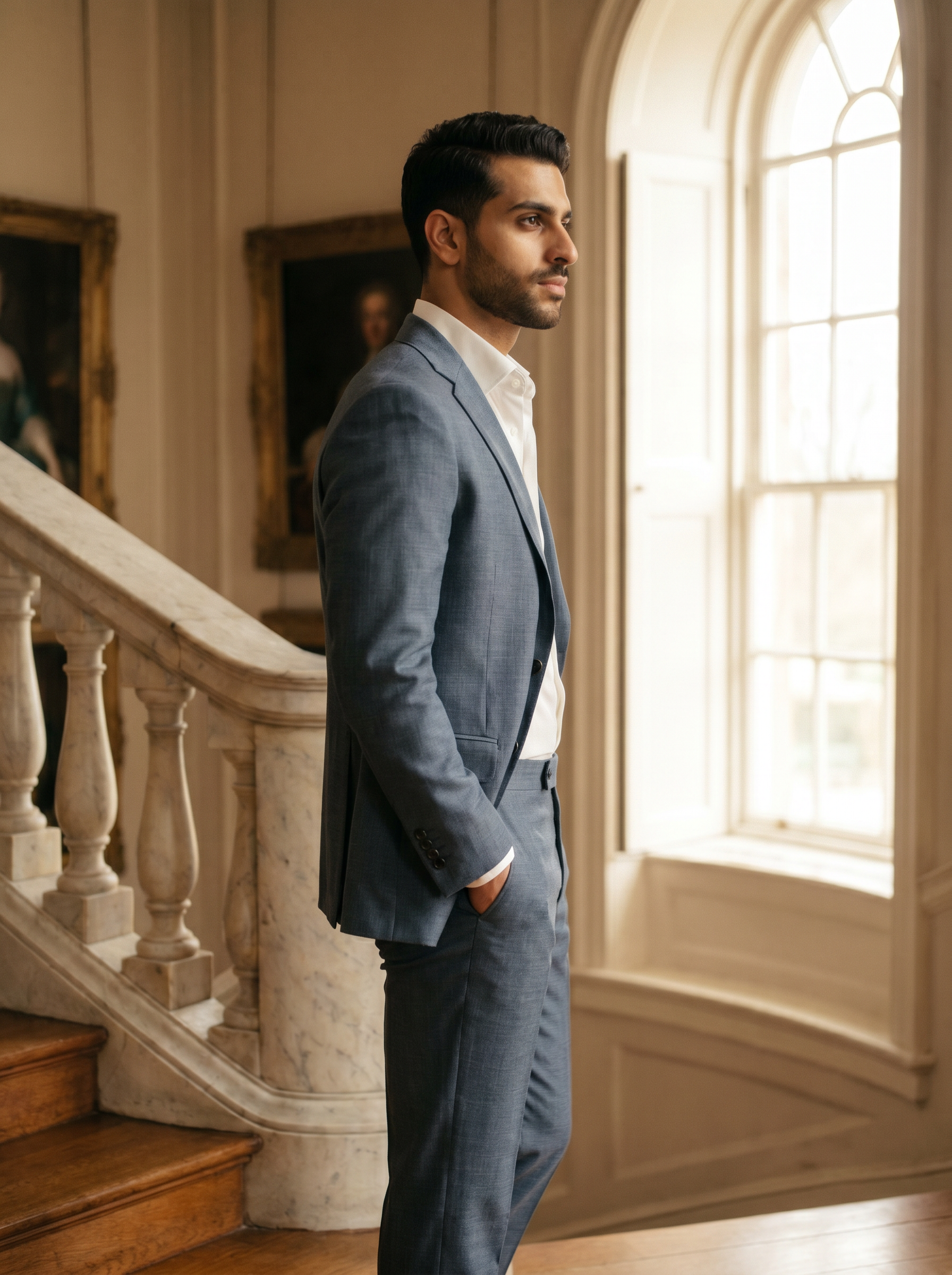 Slate Blue Wool Suit — Custom Made to Measure - side view
