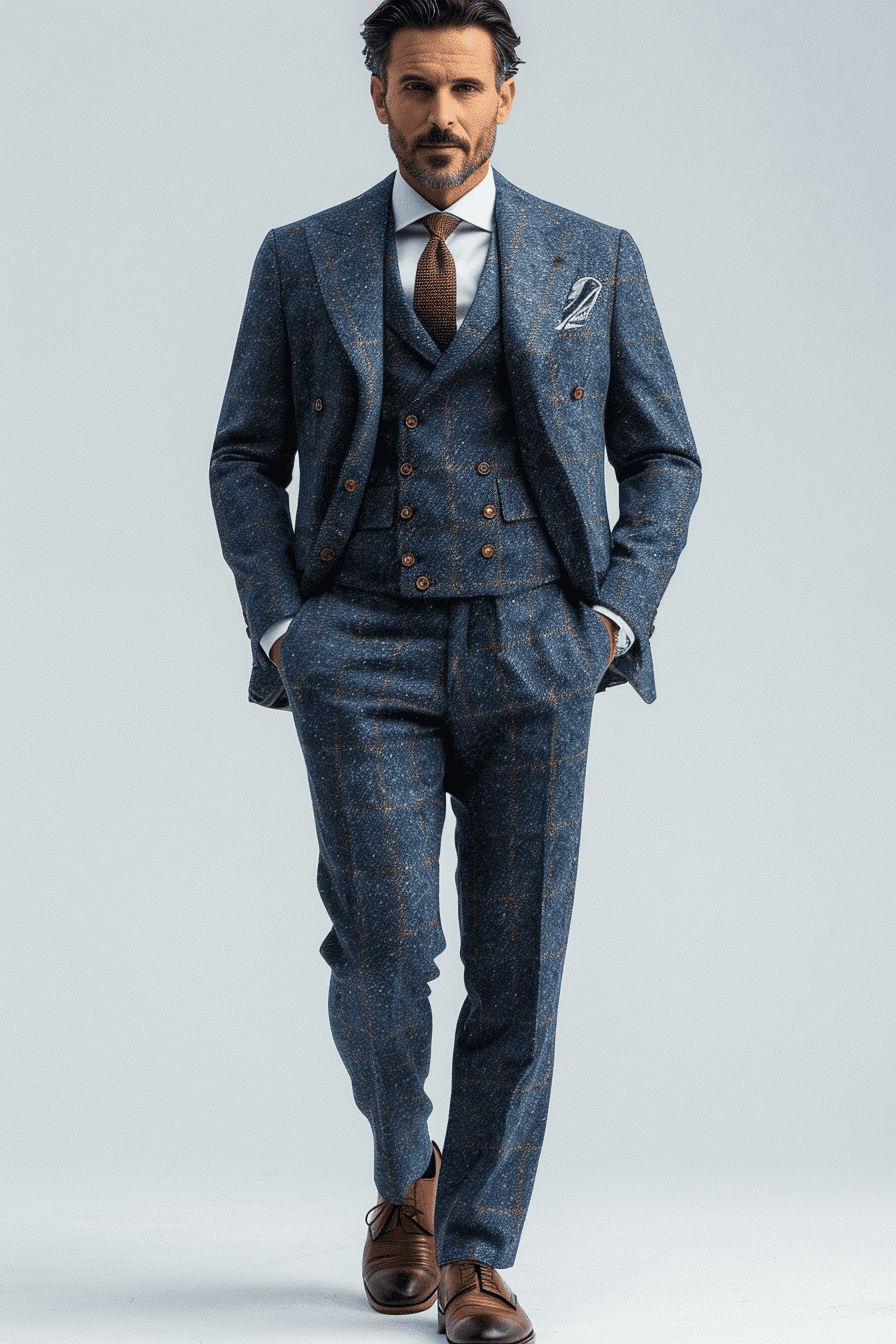 Slate Blue Cotton Graduation Suit — Custom Made to Measure