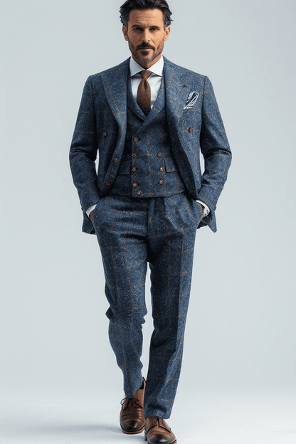 Slate Blue Cotton Graduation Suit — Custom Made to Measure