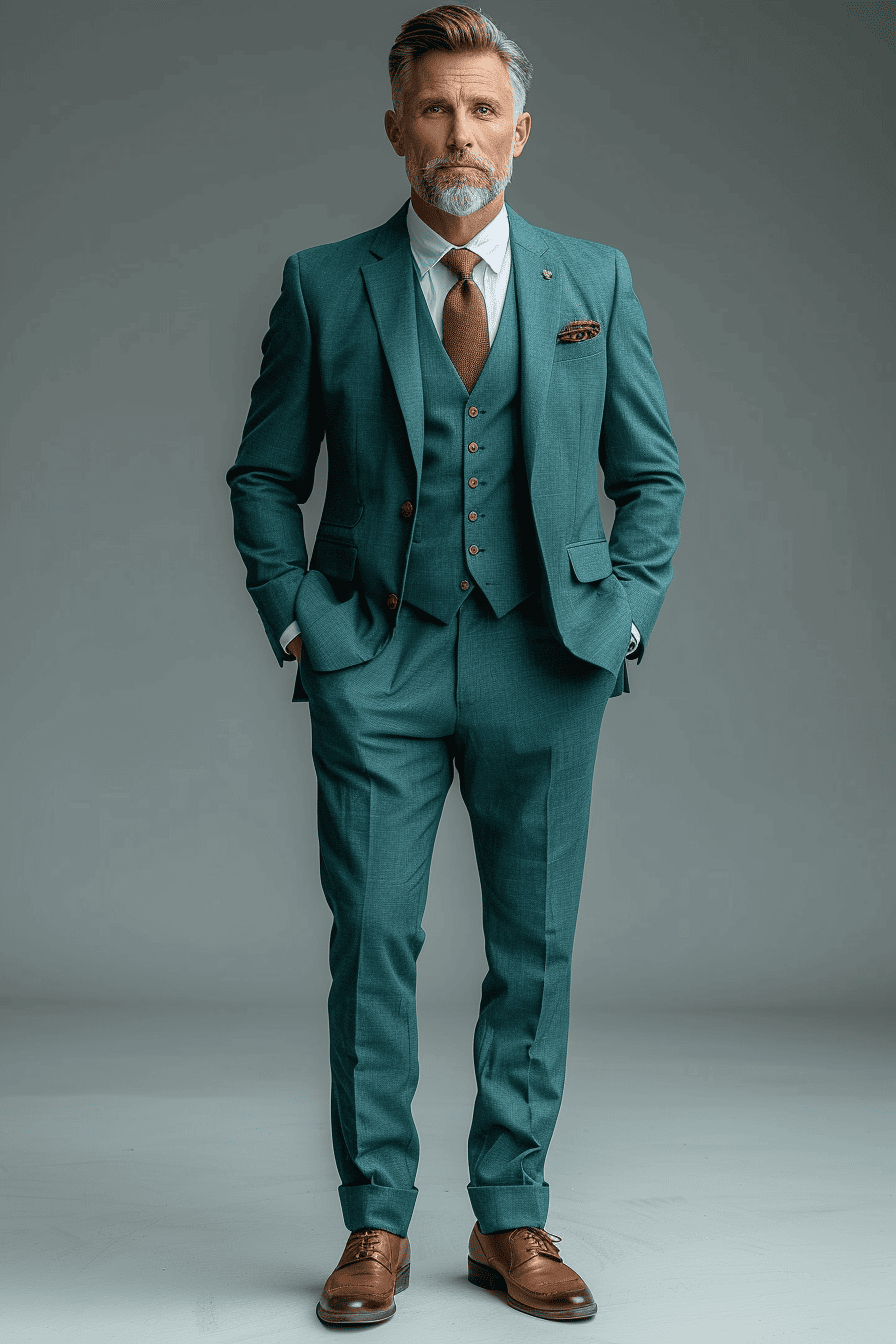 Slate Blue Cotton Father of the Bride Suit — Custom Made
