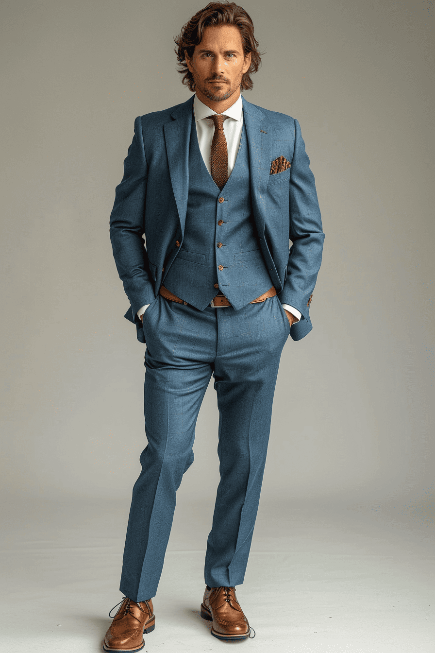 Slate Blue Cotton Graduation Suit — Custom Made to Measure