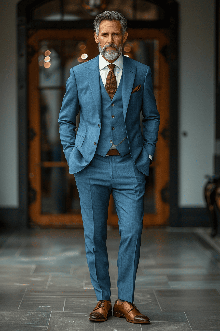 Slate Blue Silk Blend Father of the Bride Suit — Custom Made