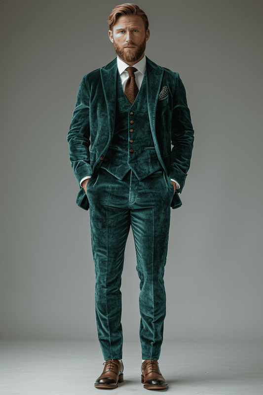 Slate Blue Velvet Graduation Suit — Custom Made to Measure