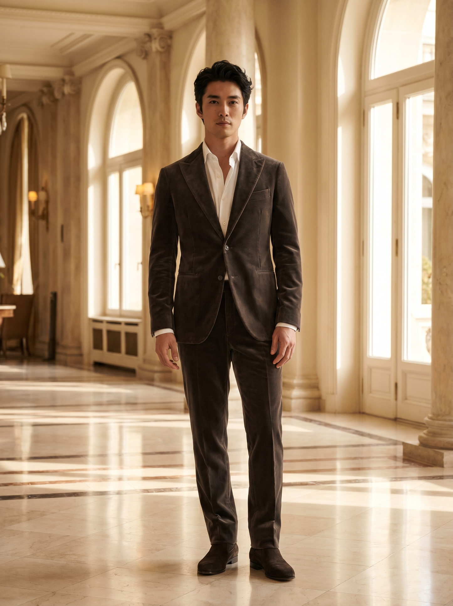 Stone Velvet Suit — Custom Made to Measure - front view