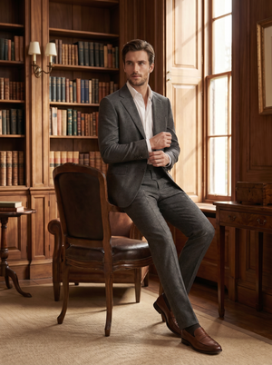 Stone Wool Groomsmen Suit — Custom Made to Measure — 3