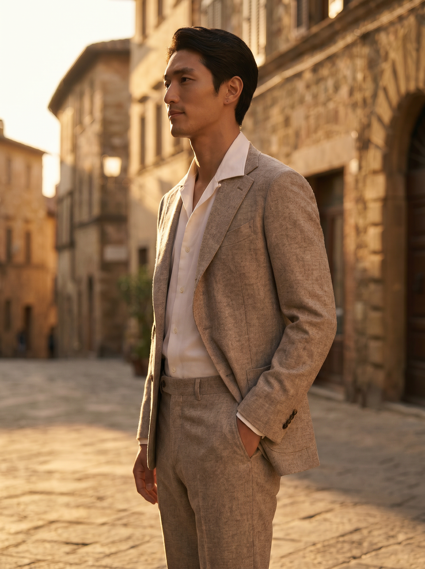 Stone Wool Suit — Custom Made to Measure - side view