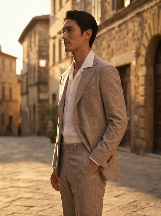 Stone Wool Suit — Custom Made to Measure - side view