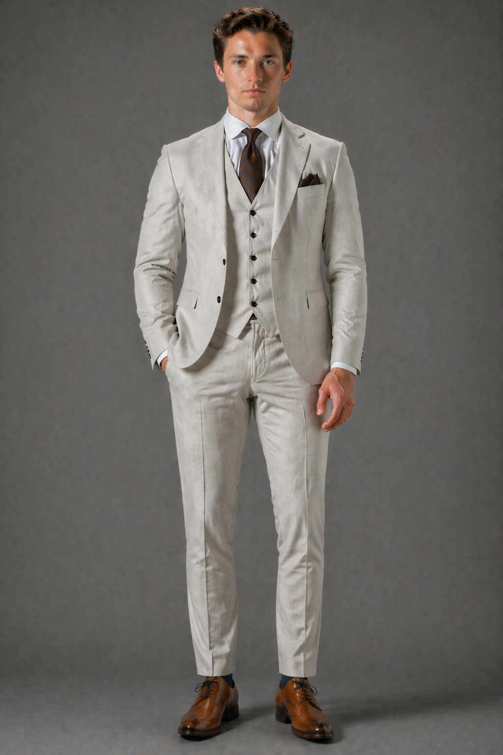 Stone Linen Father of the Bride Suit — Custom Made