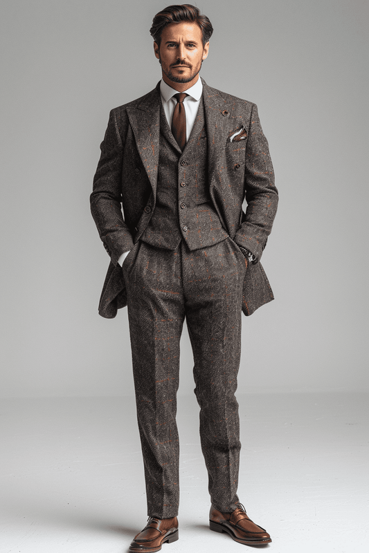 Stone Wool Cocktail Party Suit — Custom Made to Measure