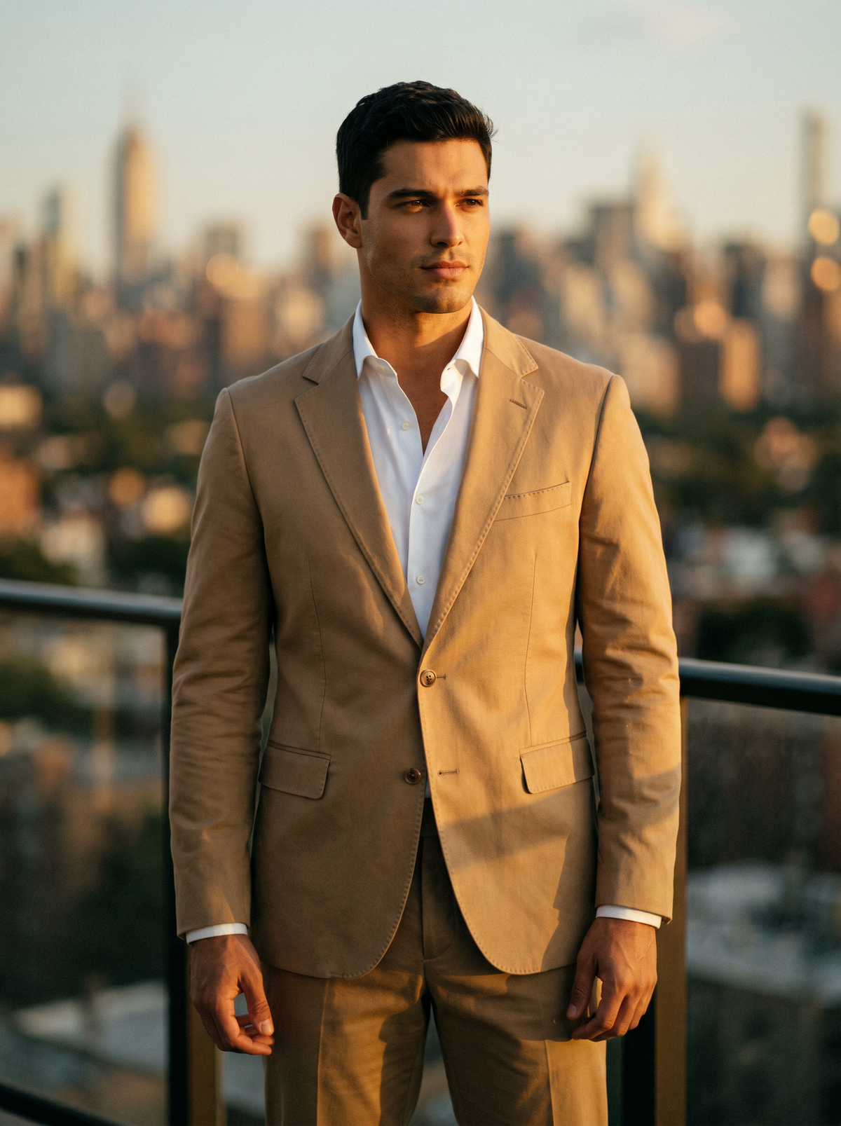 Tan Cotton Groomsmen Suit — Custom Made to Measure