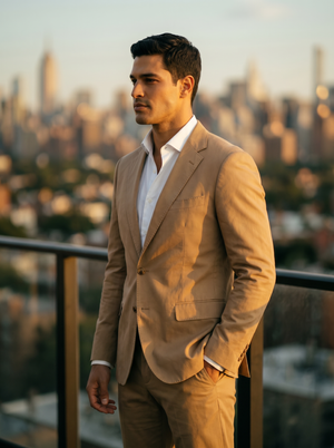 Tan Cotton Groomsmen Suit — Custom Made to Measure — 2
