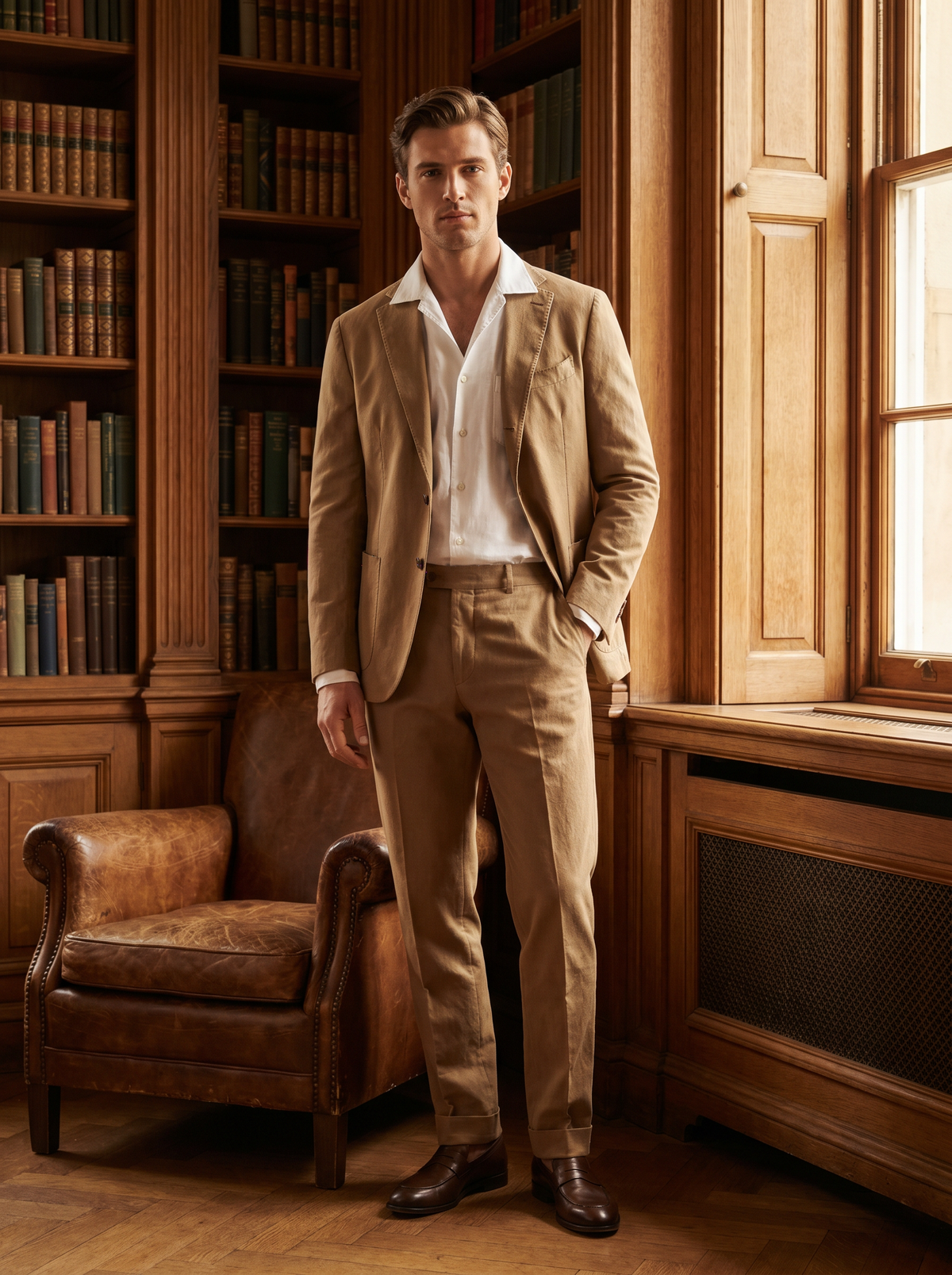 Tan Cotton Suit — Custom Made to Measure