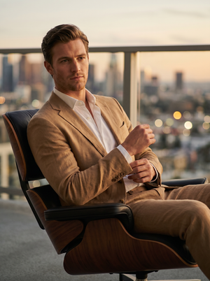 Tan Linen Suit — Custom Made to Measure — 3